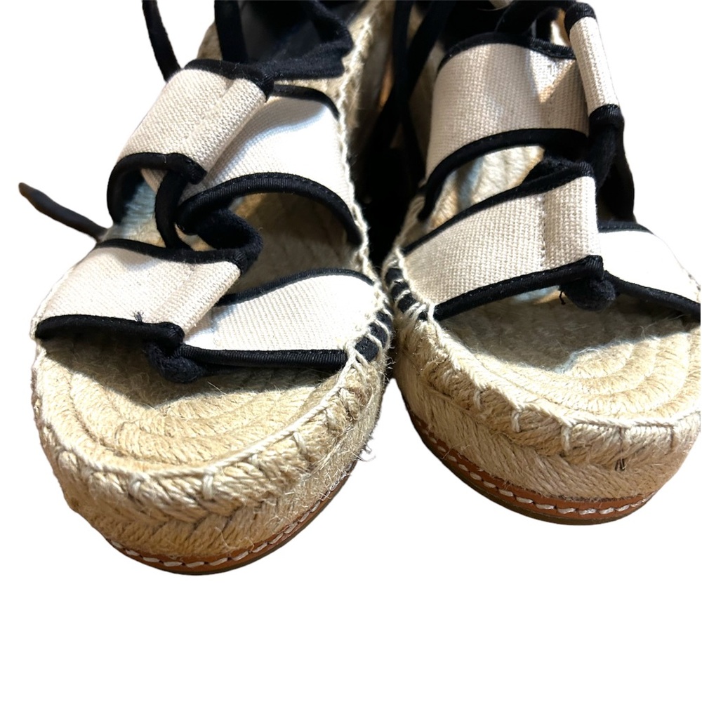 Tory Burch Color Block Canvas Ankle Tie Wedge Espadrille Shoes Size 8 **GORGEOUS - Picture 10 of 16